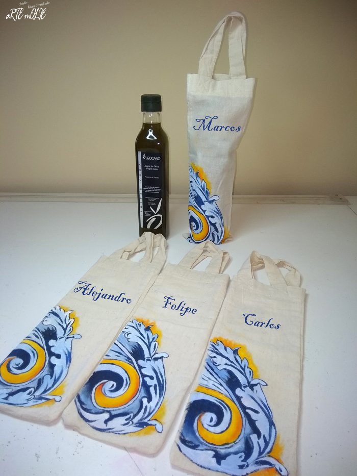Bolsa de tela personalizada + botella aceite de oliva