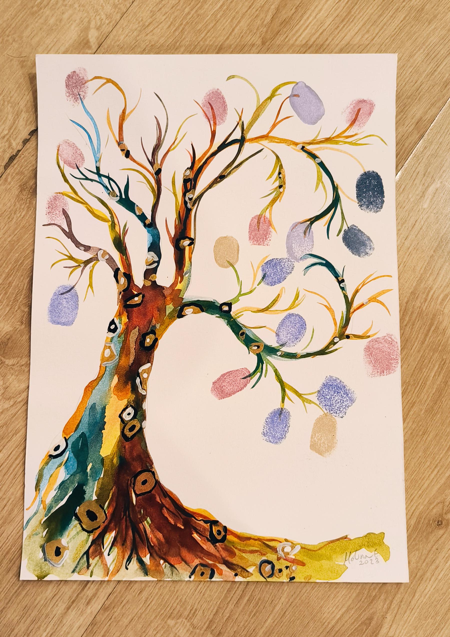 Acuarela personalizada huellas